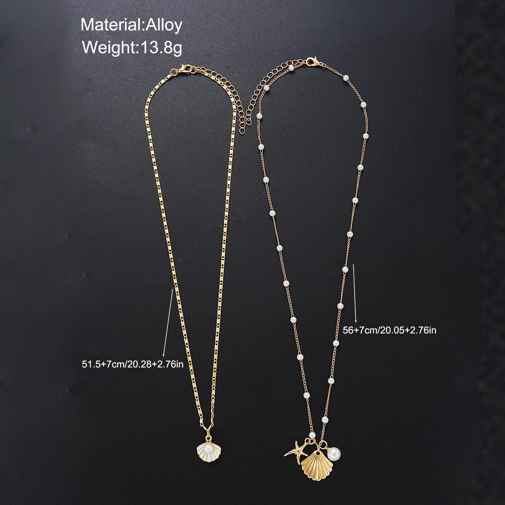Wholesale Trendy Multi Layer Shell Starfish Necklace Beach Collarbone Chain Boutique Resale Jewelry Accessory