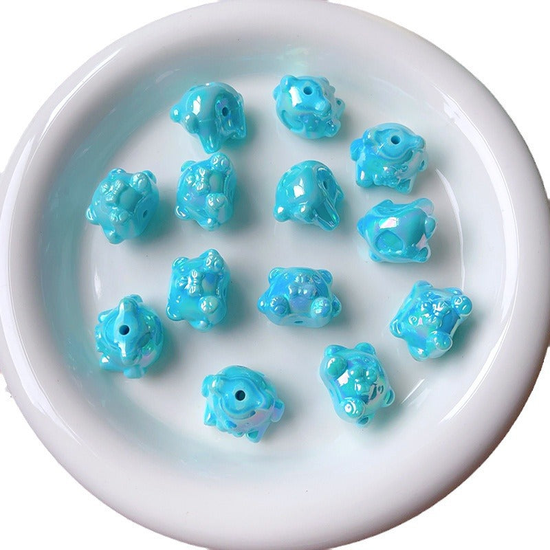 Wholesale 10pcs Solid Color  Plated AB Love Bear Straight Hole Acrylic Beads