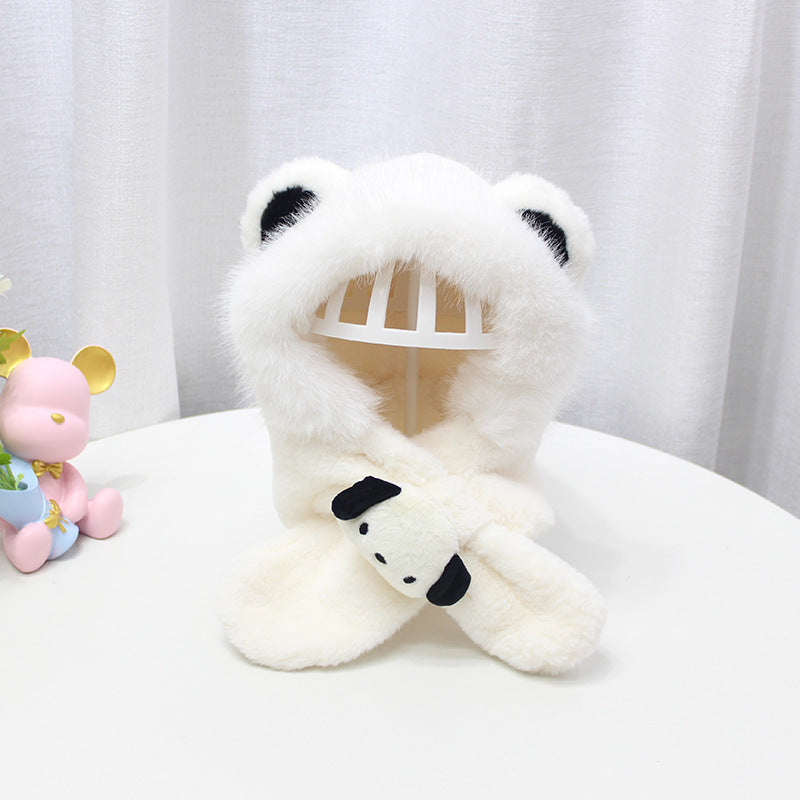 Wholesale Children's Hat Scarf Integrated Autumn and Winter Plush Baby Ear Protection Warm Plush Hat