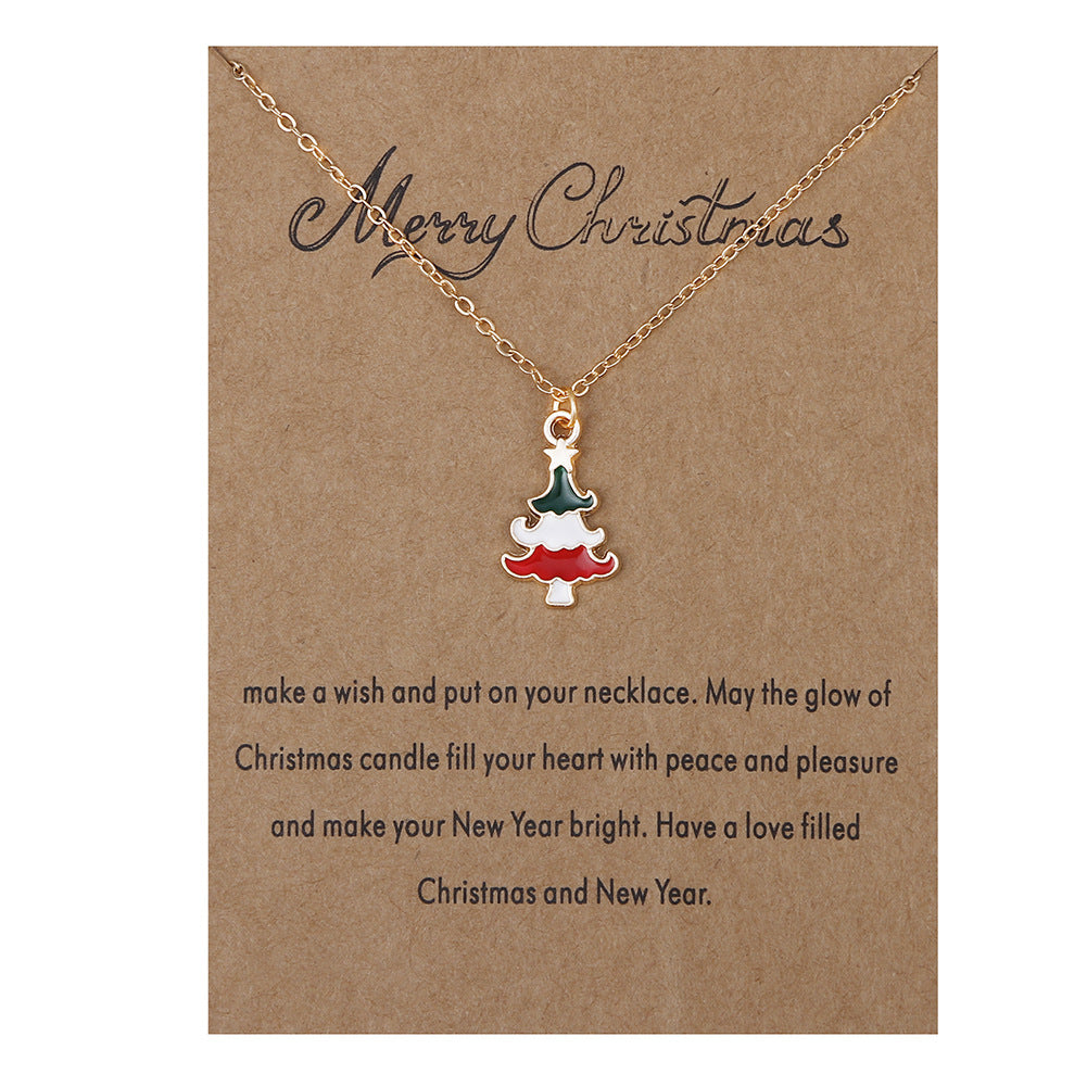 Wholesale Christmas Tree Pendant Card Necklace Clavicle Chain