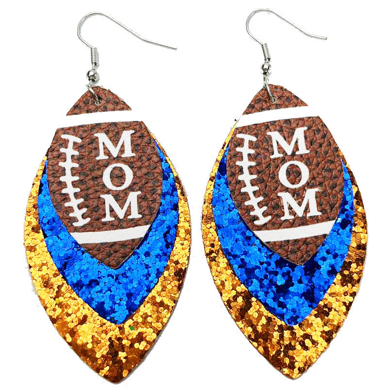 Wholesale 2 Pair/Pack Sports Rugby Field Cheer Football Leather Earrings