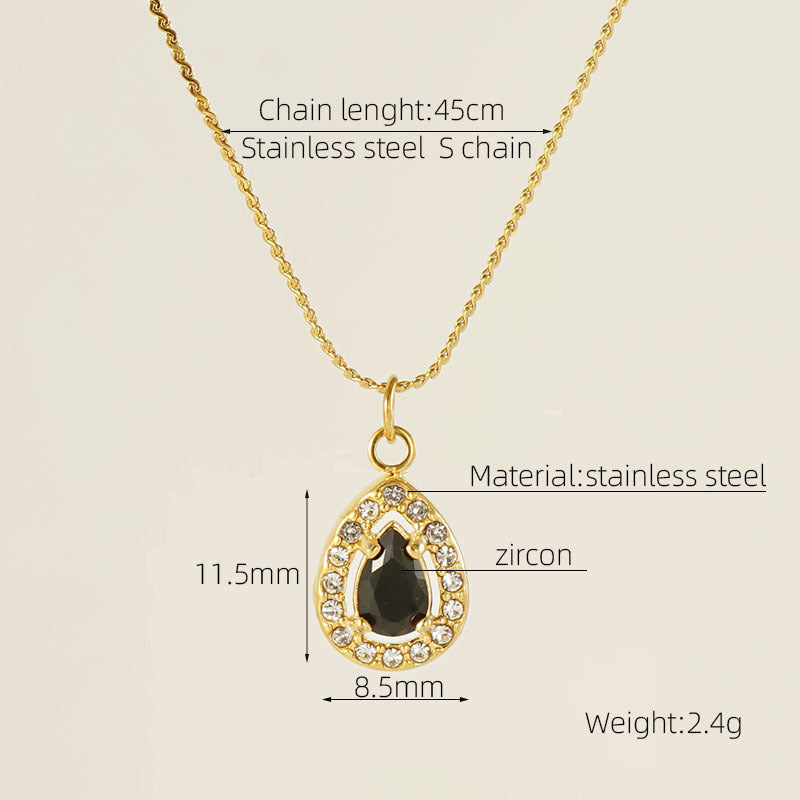 Wholesale Water drop zircon necklace female 18K stainless steel pendant clavicle chain