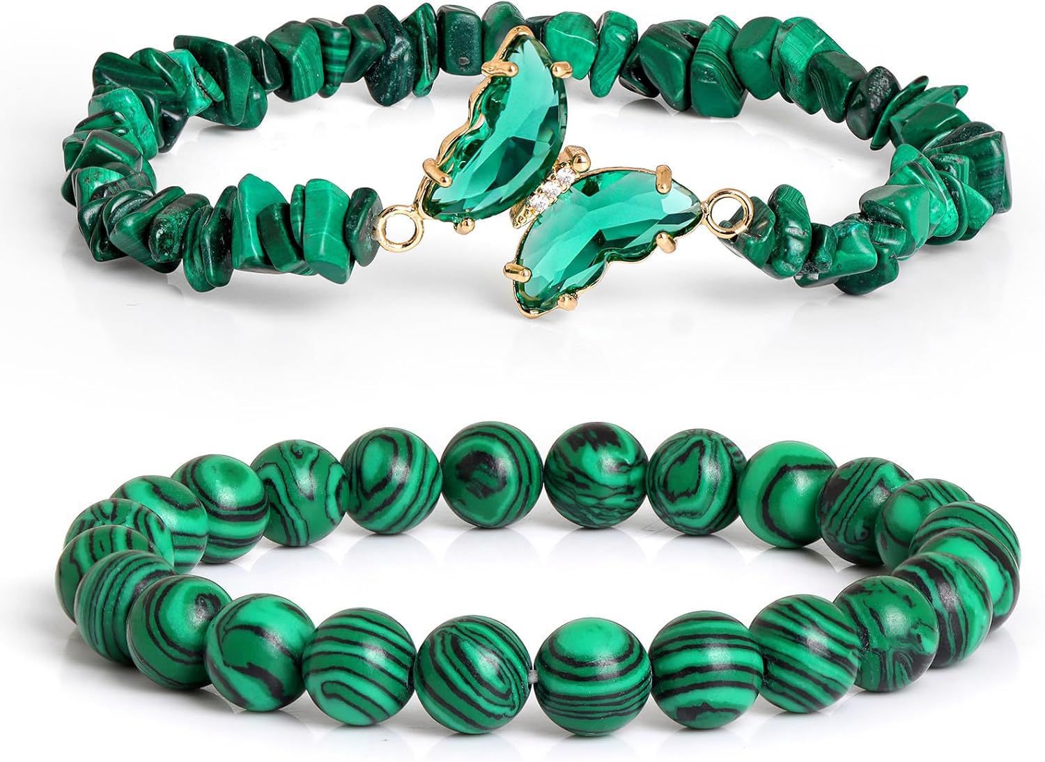 Wholesale  Natural Stone Amethyst Butterfly Pendant Layered Bracelet Set