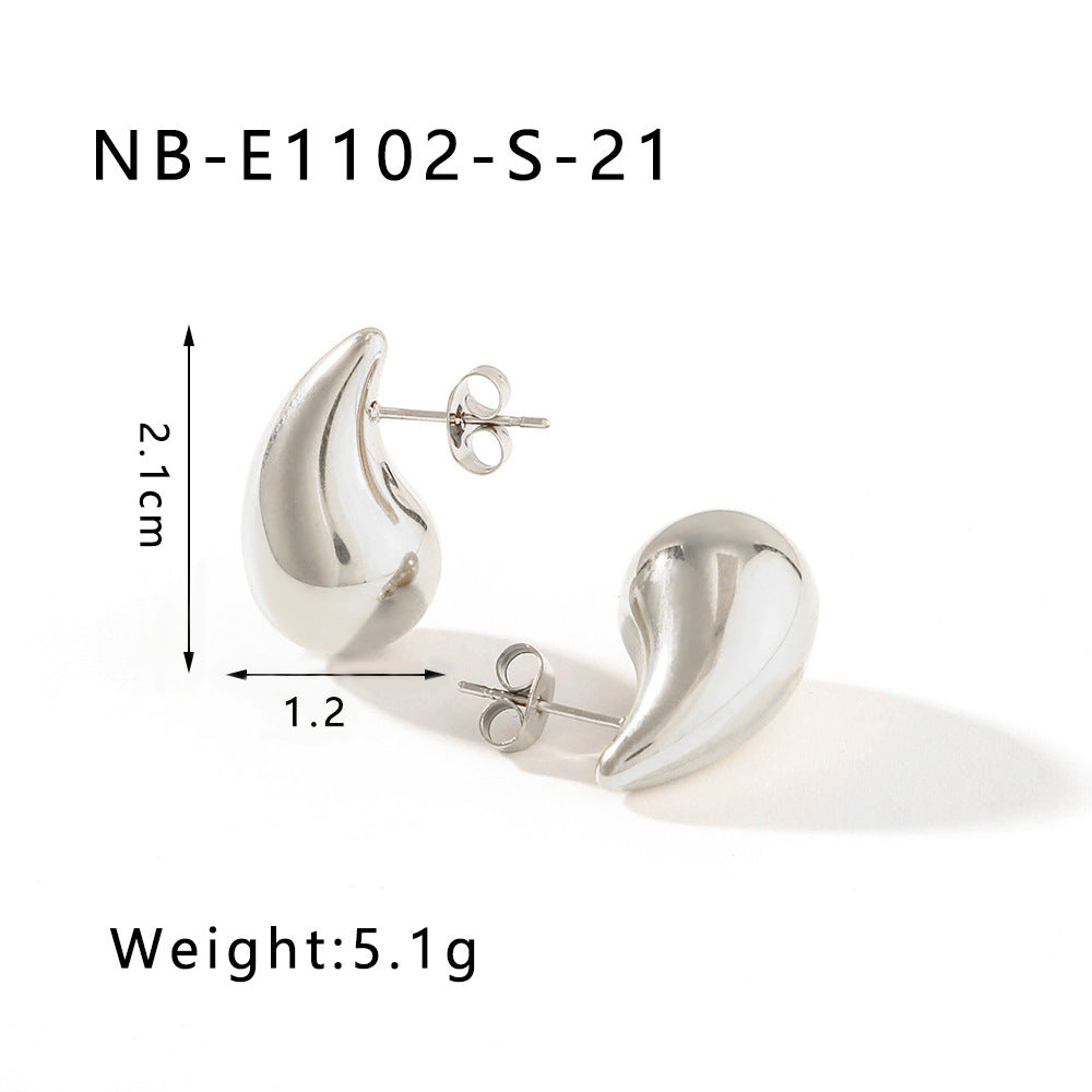 Wholesale Hollow Water Drop High-end 18K Gold-plated Polished Titanium Steel Earrings