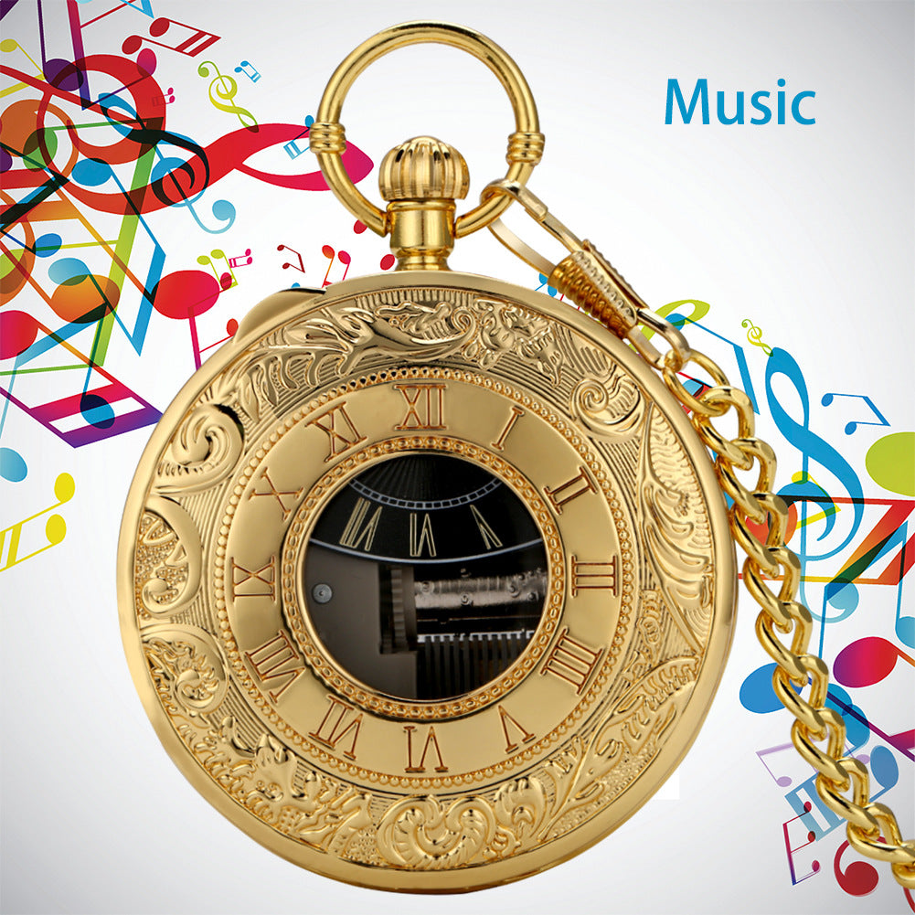 Wholesale Creative quartz music Swan Lake music box pocket watch