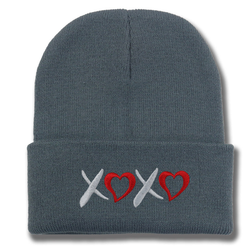Wholesale Valentine's Day XOXO embroidery knitted hat for men and women couples autumn and winter warm wool hat leisure all-match cold hat tide