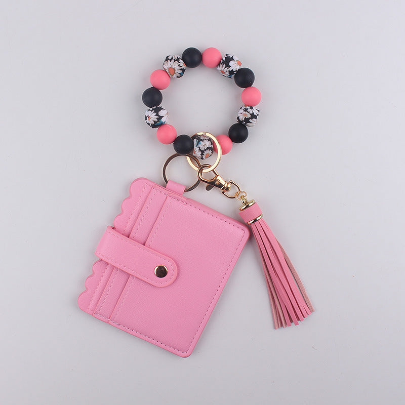 Wholesale Silicone Bracelet  Solid Color Card Holder Wristlet Keychain