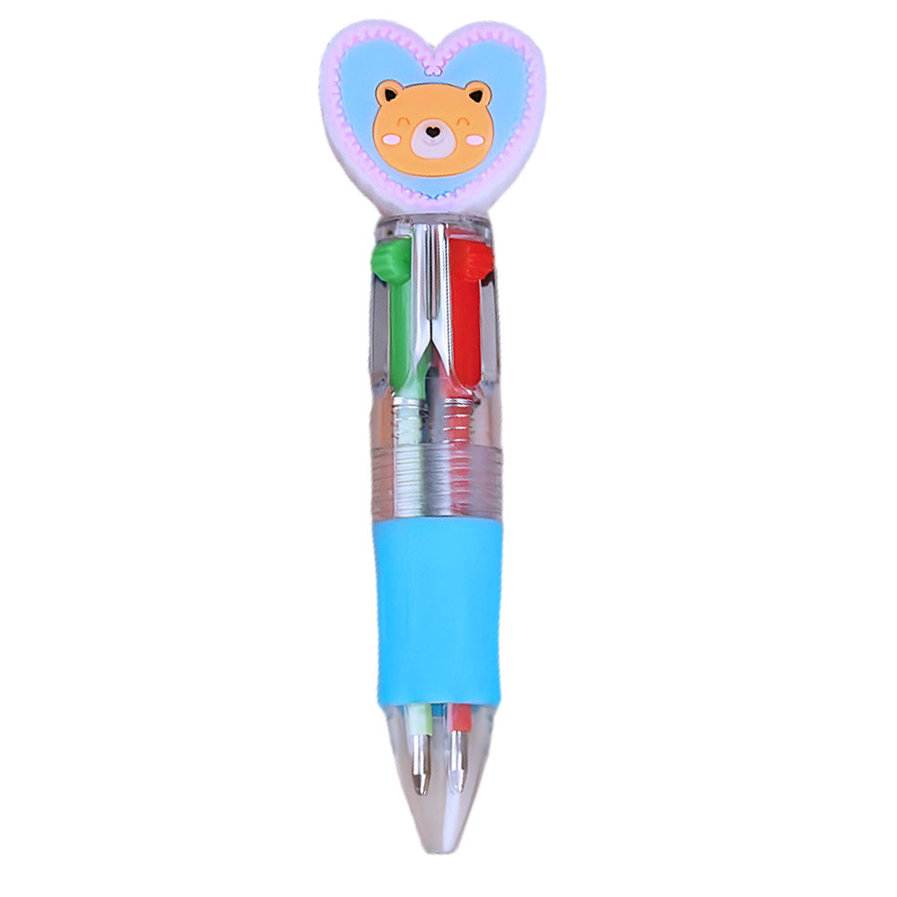 Wholesale Valentine' s Day gift heart-shaped four-color cartoon colored  Plastic Pen