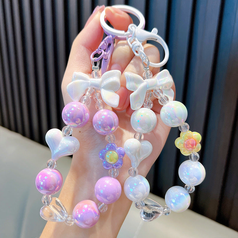 Wholesale Creative Acrylic Delicate and Cute Colorful Beaded Keychain