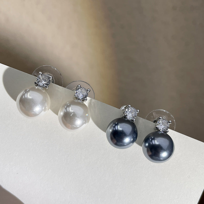 Wholesale Artificial Crystal Small Pearl Inlaid Diamond Earrings