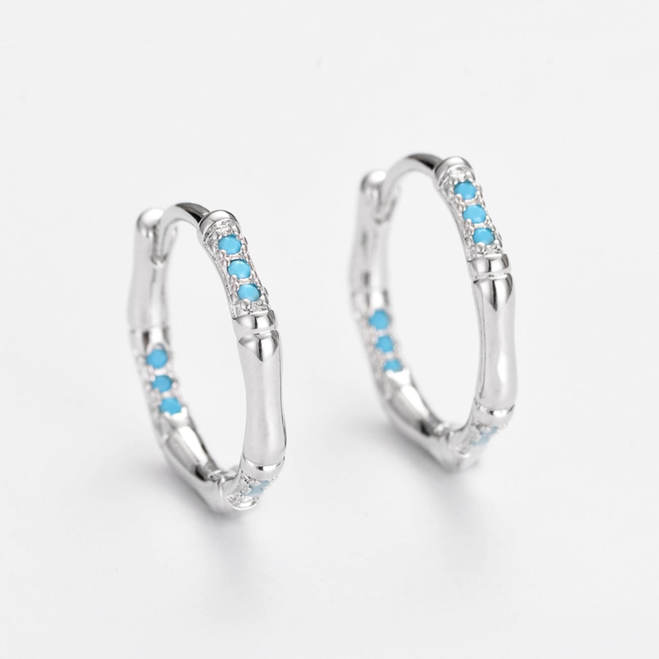 Wholesale  Style Turquoise Bamboo Earrings,  Niche Simple Hoops