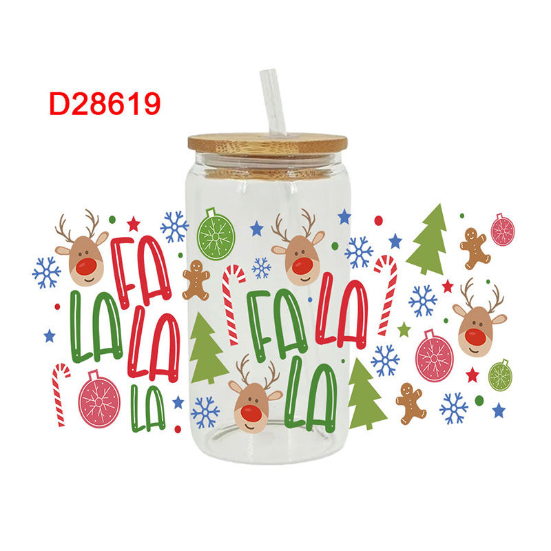 Wholesale Colorful Christmas Series  16oz Cup UV DTF Wraps