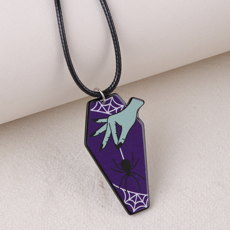 Wholesale Creative Skull Rose Acrylic Personalized Retro Fun Necklaces