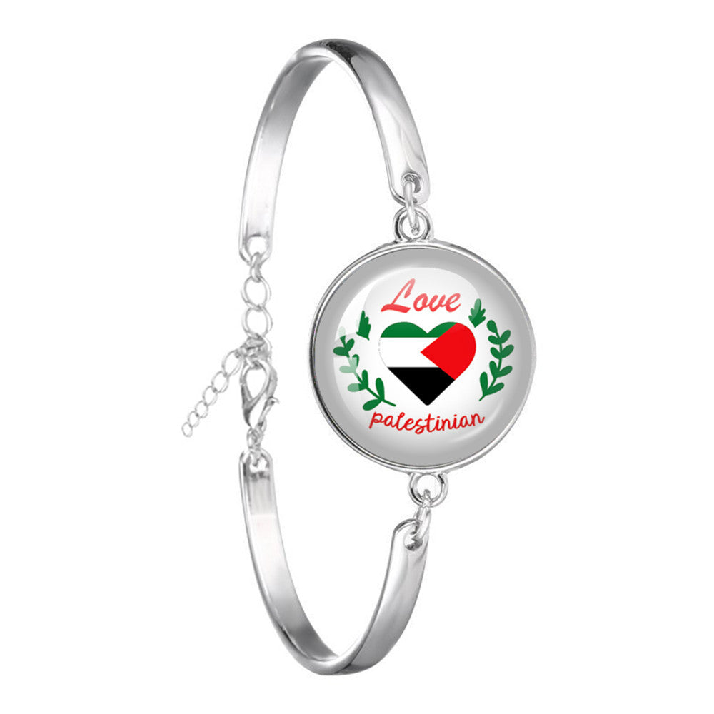 Wholesale Creative Flag Badge Pattern Time Gemstone Bracelet