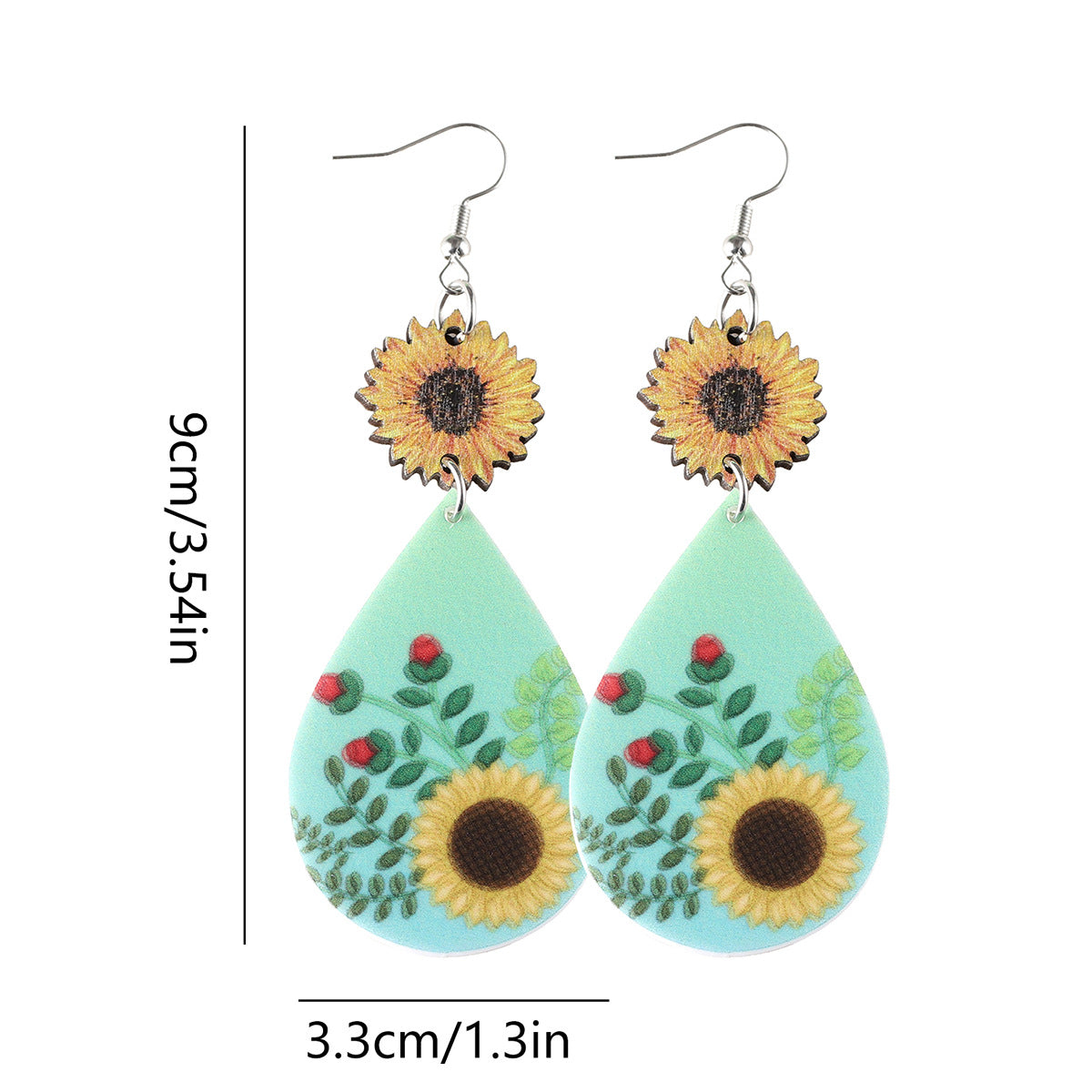 Wholesale Western style sunflower double-sided water drop acrylic earrings