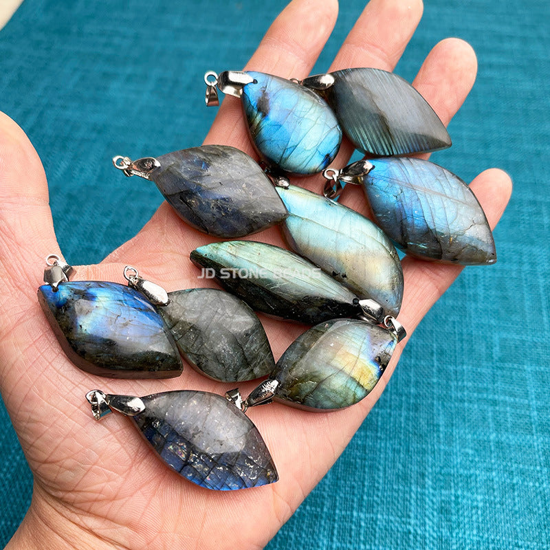 Wholesale 5pcs Glitter Stone Pendant Labradorite Necklaces