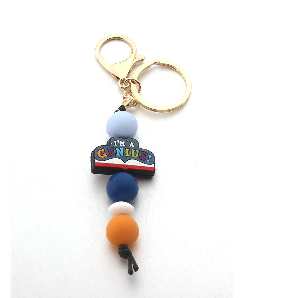 Wholesale Silicone Inspirational Scientist Print Beaded Keychain