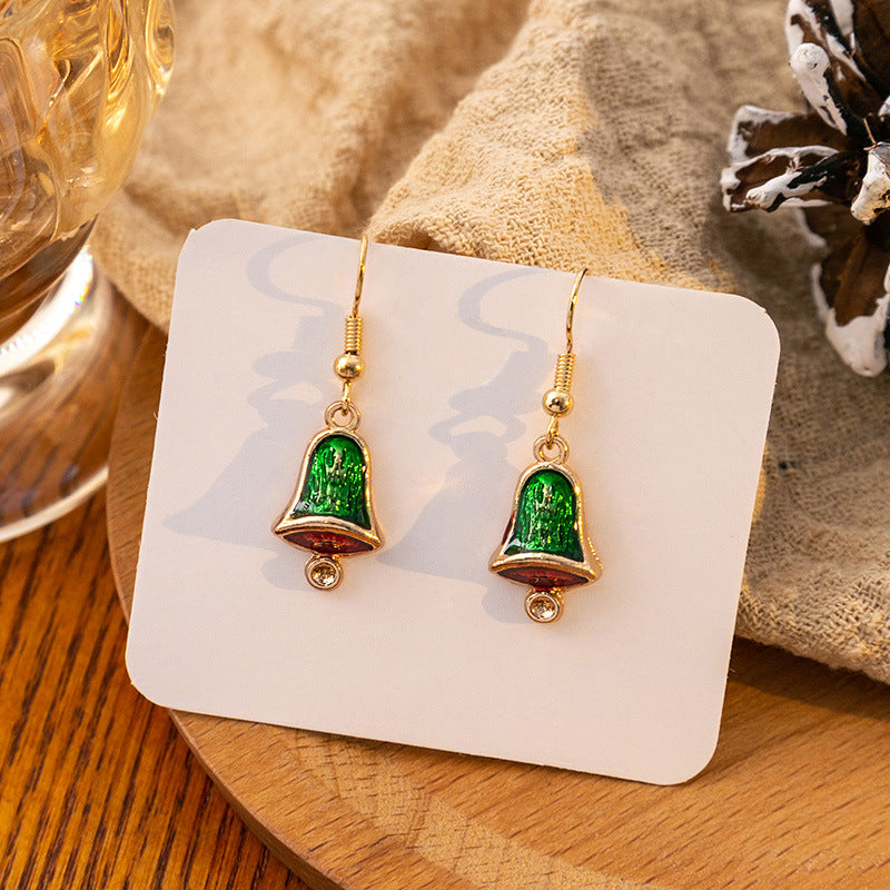 Wholesale Candy Cane Bell Elk Earrings