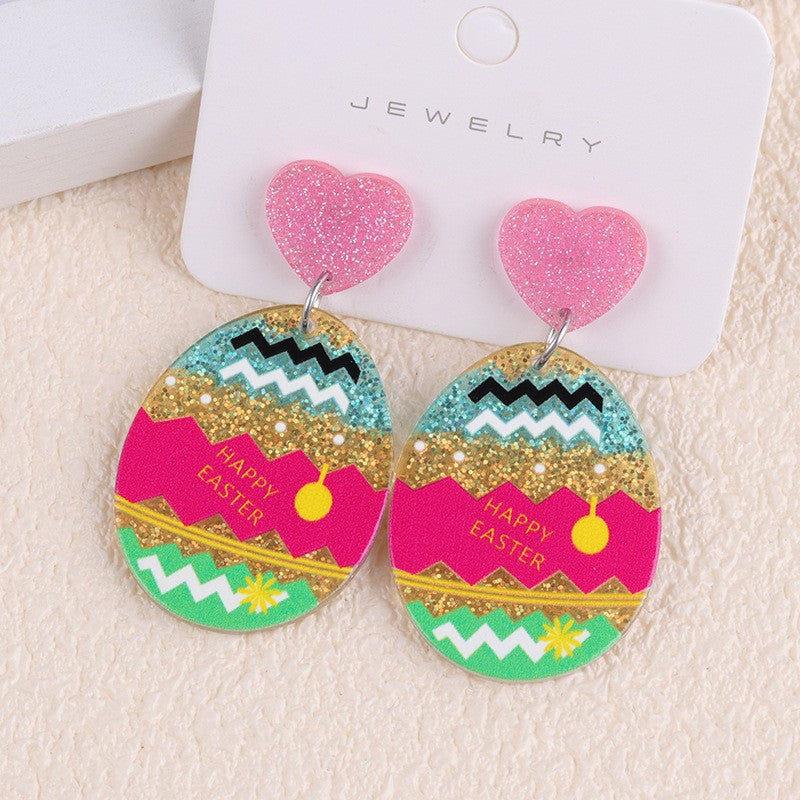 Wholesale Easter cartoon Easter egg rabbit acrylic earrings