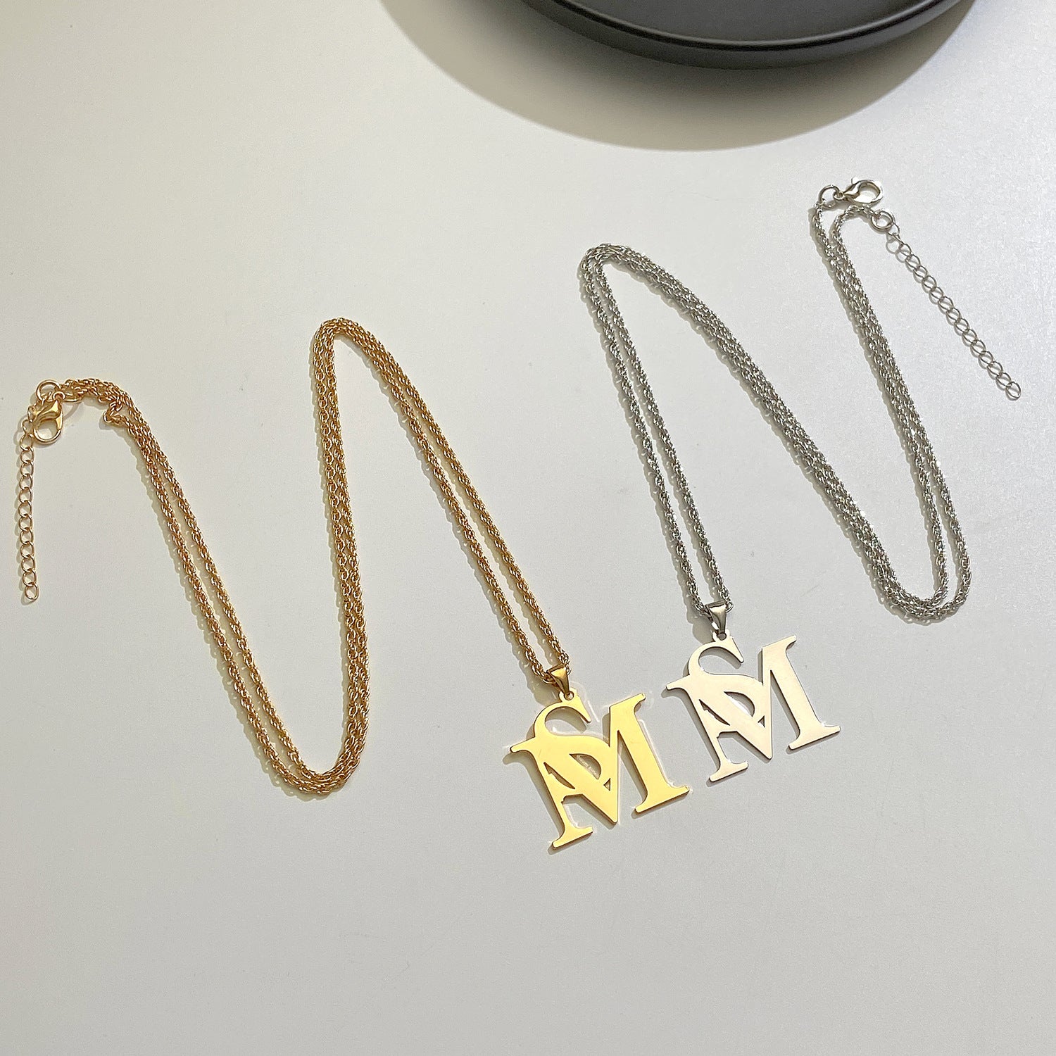 Wholesale Stainless Steel Glossy SM Letter Necklace Clavicle Chain