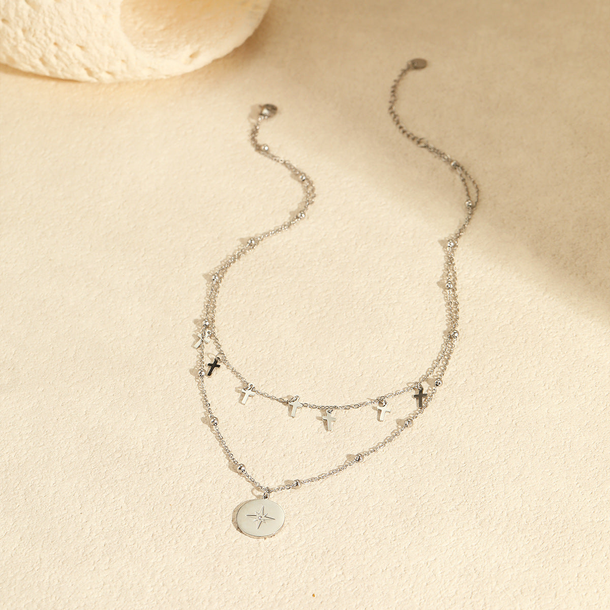Wholesale Stainless steel Steel Necklace Cross Star Round Necklace