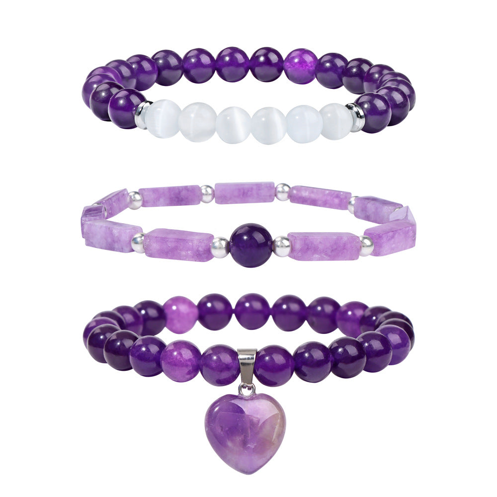 Amethyst natural de amatista al por mayor Amethyst Bead Bead Love Pending Combination Bracelet