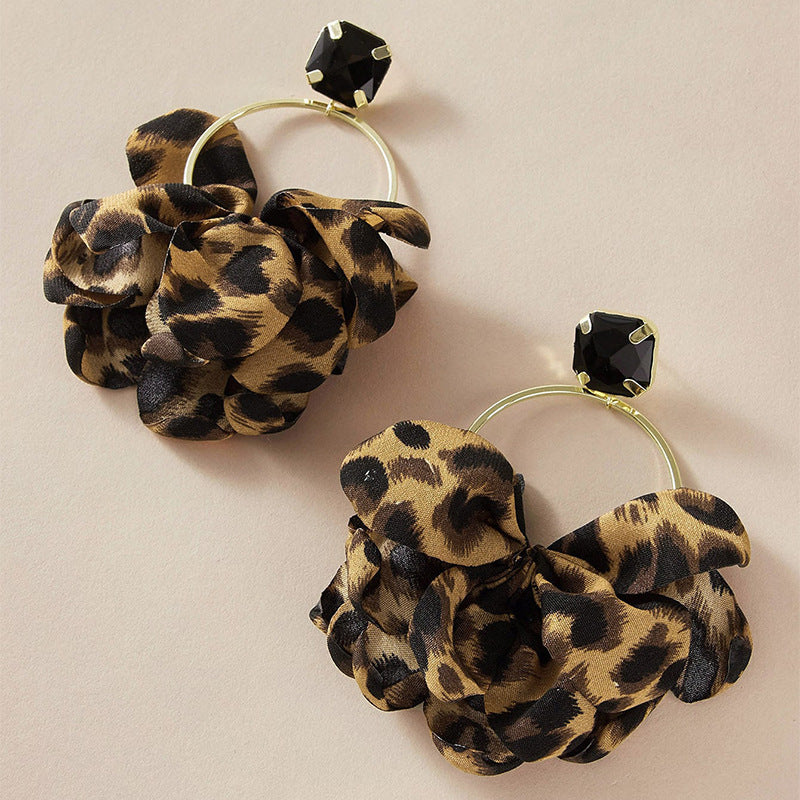Wholesale Colorful leopard print fabric earrings