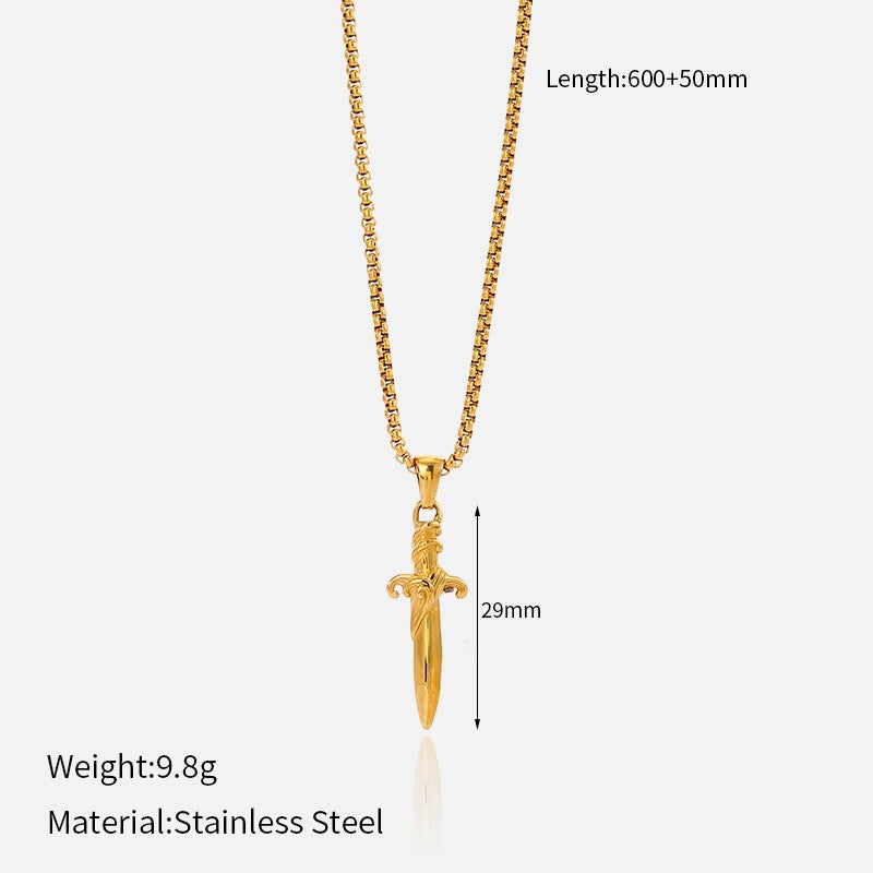 Wholesale vintage titanium steel electroplated 18K gold stainless steel cross necklace