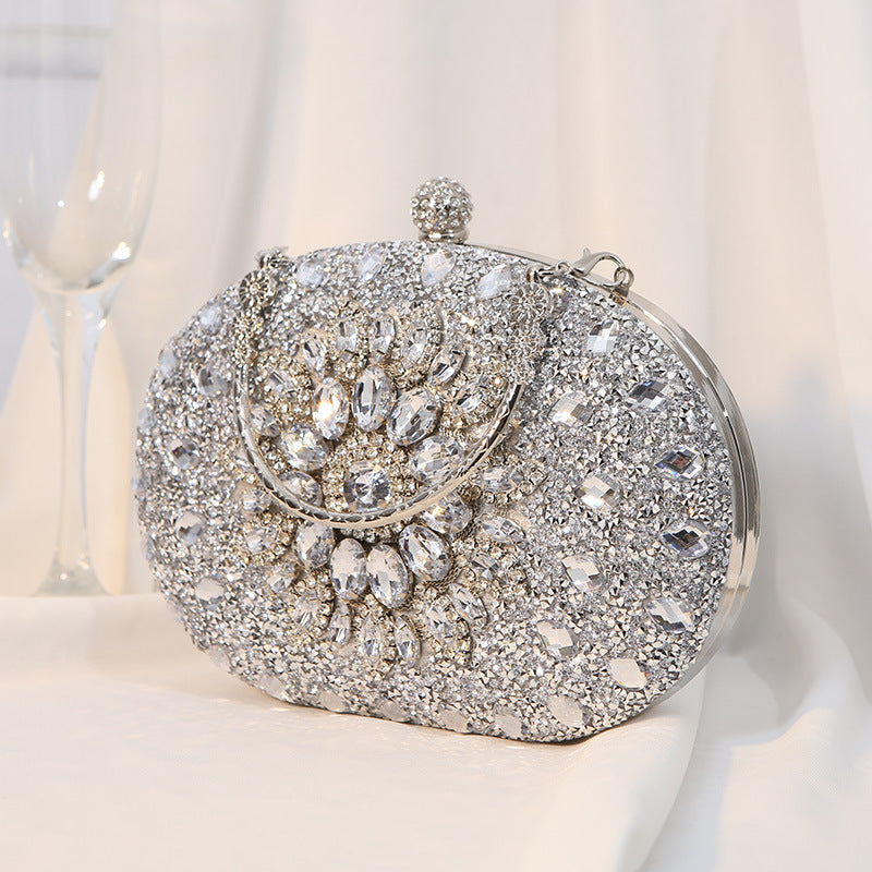 Wholesale Alloy flower diamond studded evening bag clutch bag dress banquet handbag
