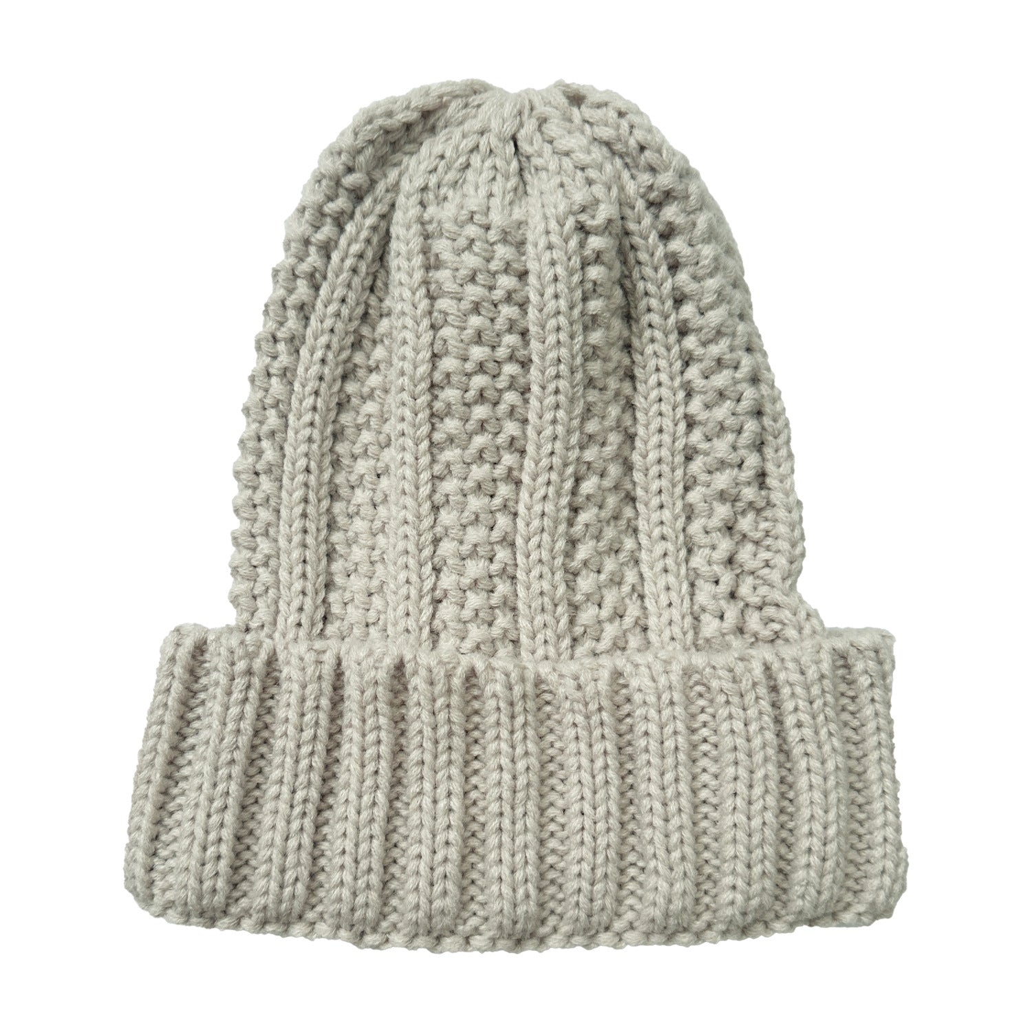 Wholesale Vertical Striped Curled Edge Knitted Wool Warm Hat