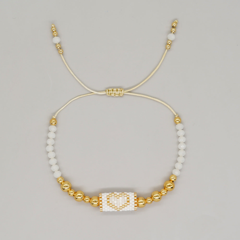 Cuentas de cristal al por mayor cuentas de arroz de cobre dorado tejido a mano blanca blanca cilindro cilindro de cilindro