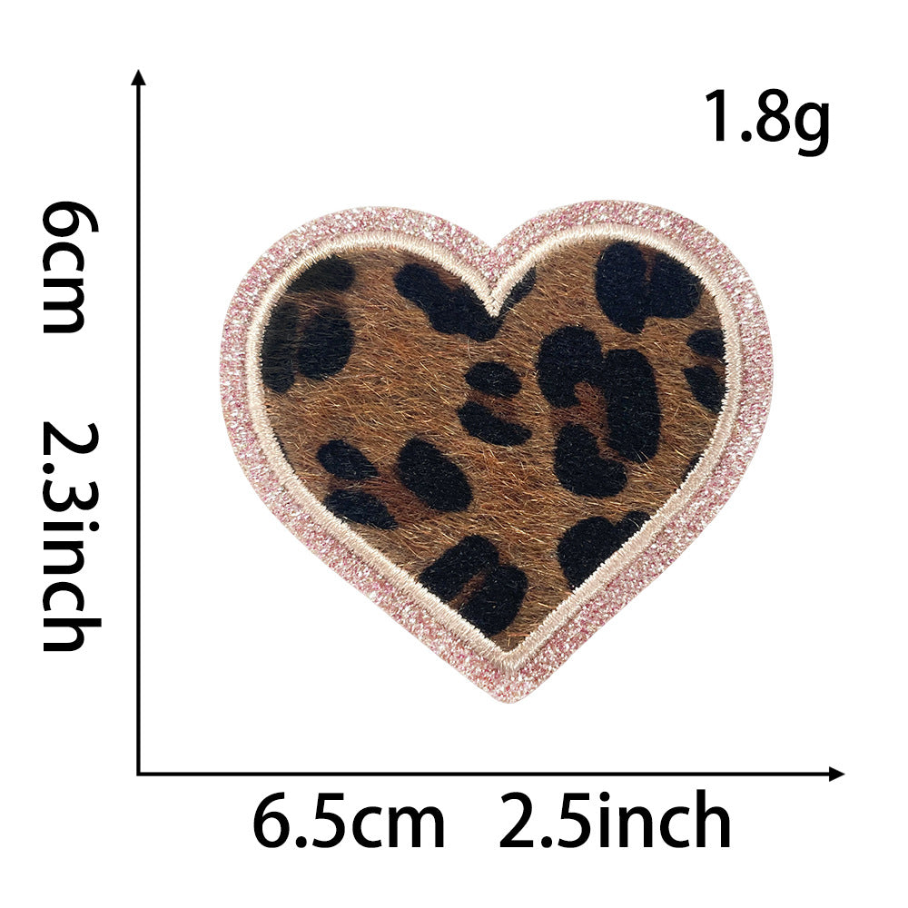 Wholesale  Love Leopard Ironing Glitt Cloth DIY Patches