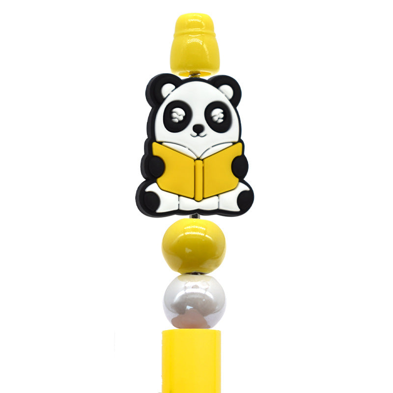 Wholesale Random100pcs/pack DIY Cute Cartoon Panda Beaded Pen Pvc Soft Glue Focus Beads