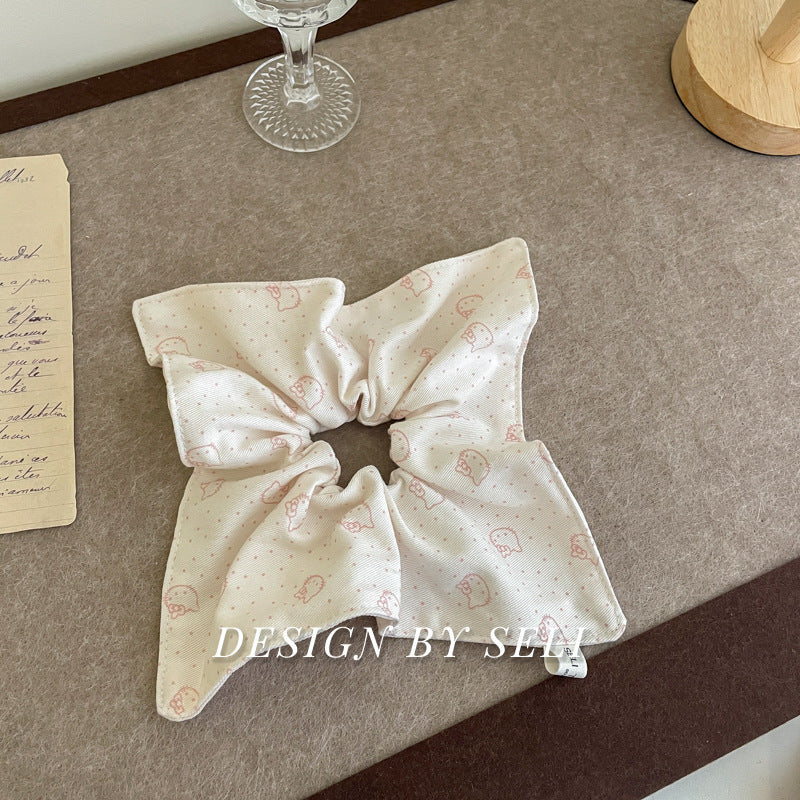 Wholesale Fabric Square  With Openwork Lace Hair  Scrunchie