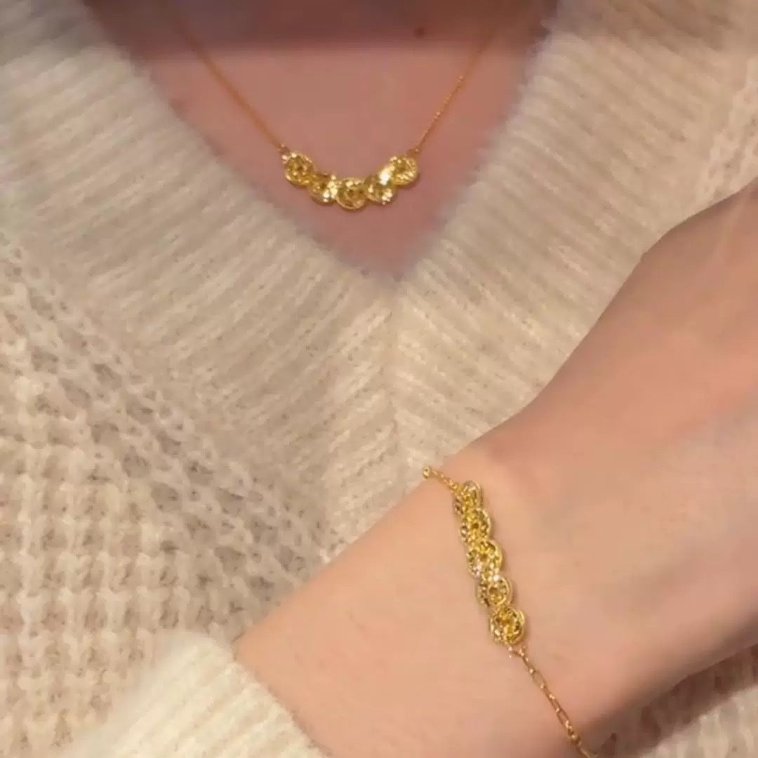 Wholesale Gold Fish Scale Five Emperors Coins Bracelet