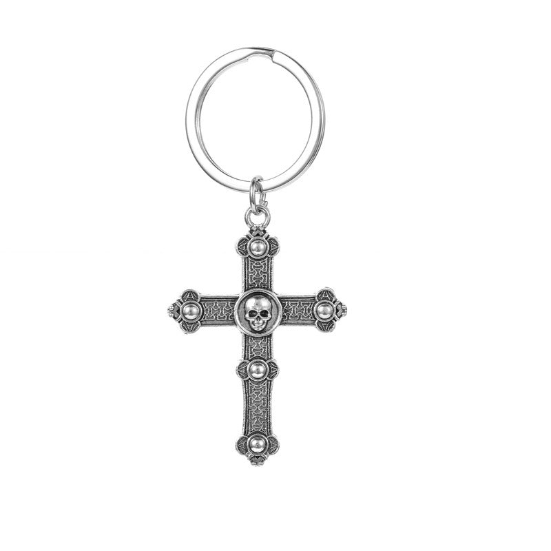 Wholesale Vintage Skull Cross Hip Hop Keychain