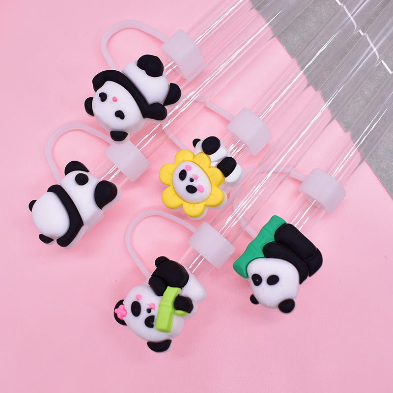 Wholesale Random 100pcs10MM cute panda dust plug DIY cup straw accessories