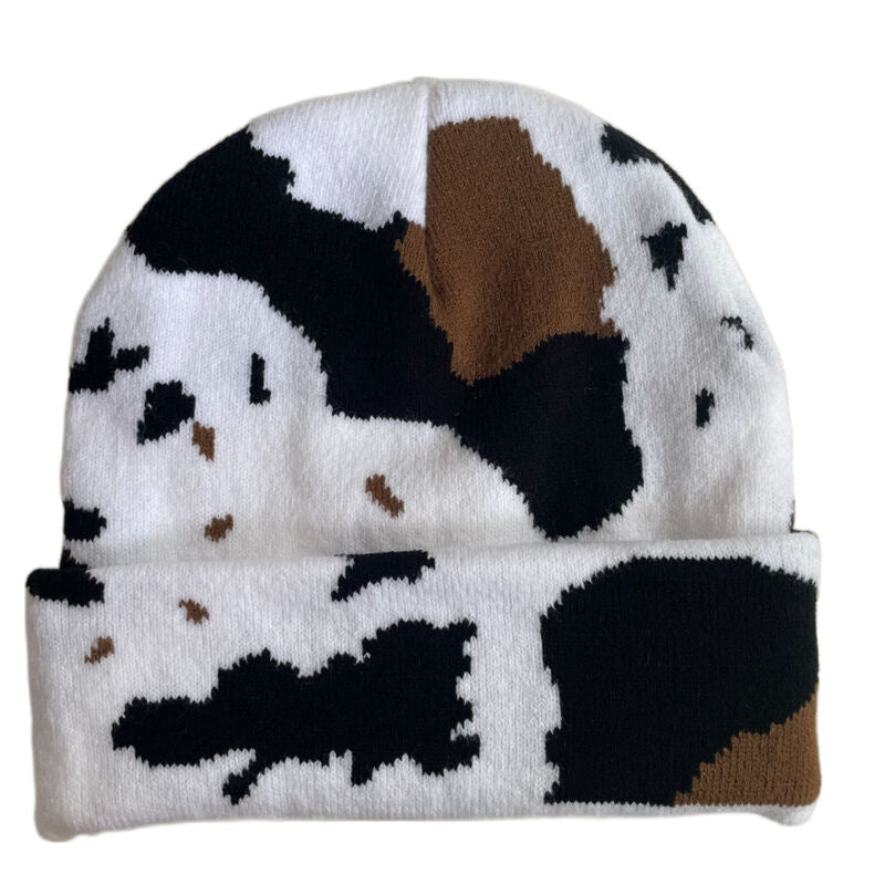 Wholesale Autumn and Winter Warm Student Cute Leopard Print Cow Knitted Wool Hat