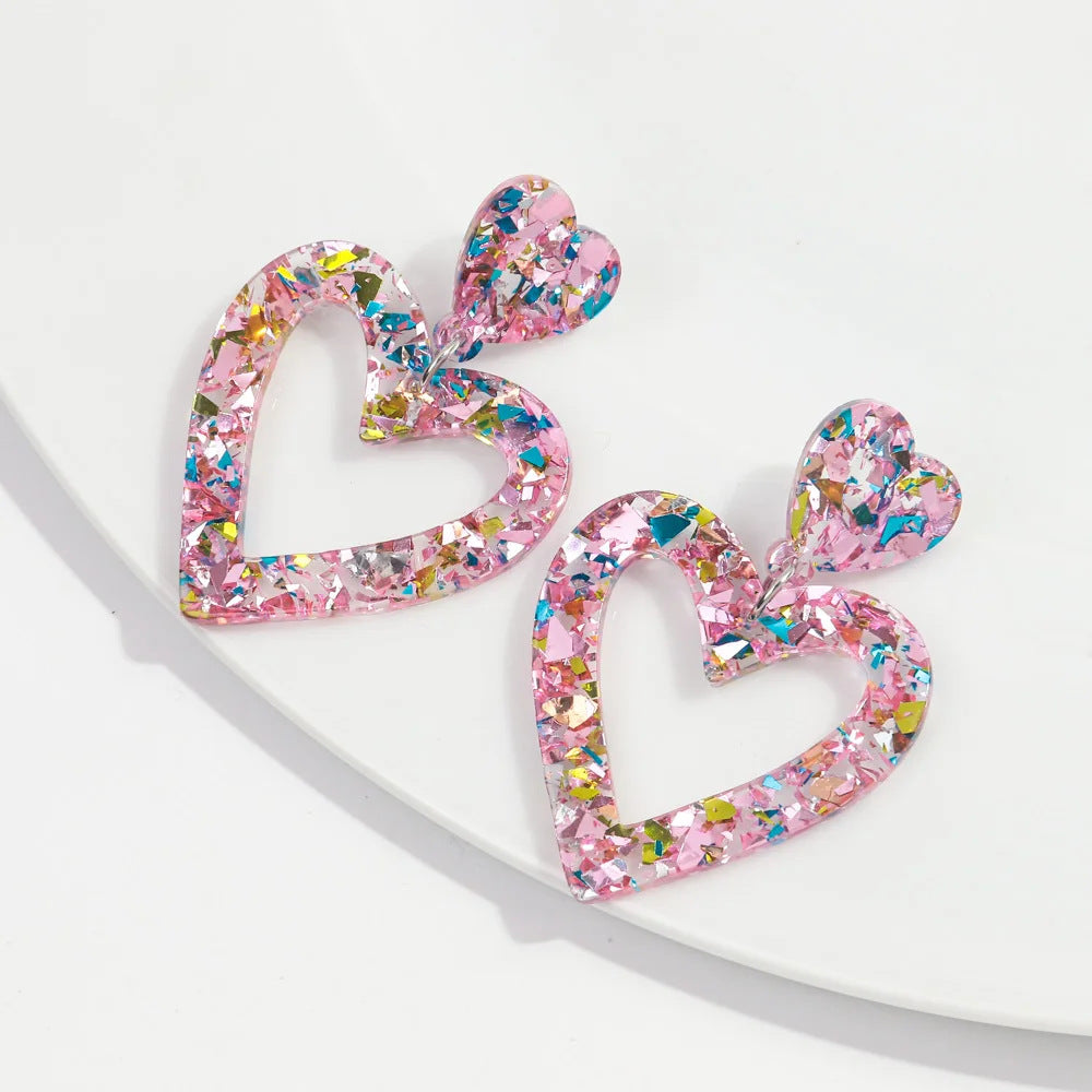 Wholesale Valentine' s Day Earrings Heart-Shaped Mirror Acrylic Earring
