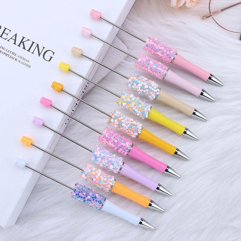 Wholesale 50pcs DIY sequins beaded pen in tock five-pointed star  creative cute beaded ballpoint pen stickers  cute pen