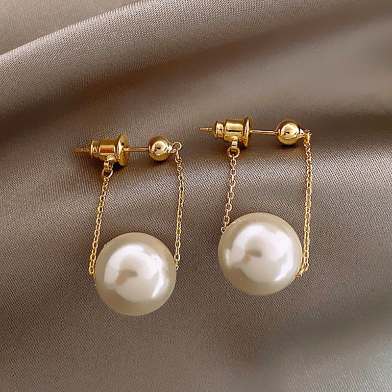 Wholesale Braided Champagne Imitation Pearl Hoop Earrings