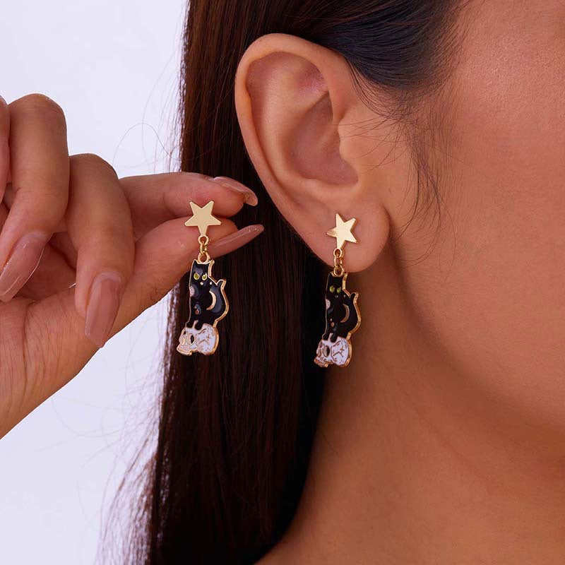 Wholesale Dark Style Halloween Skull Spider Skeleton Pumpkin Earrings