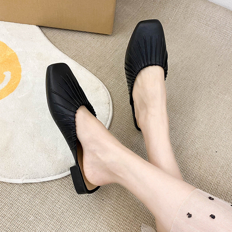 Wholesale Lazy Closed Toe No Heel Versatile Fashion Outdoor Low-heeled Slippers