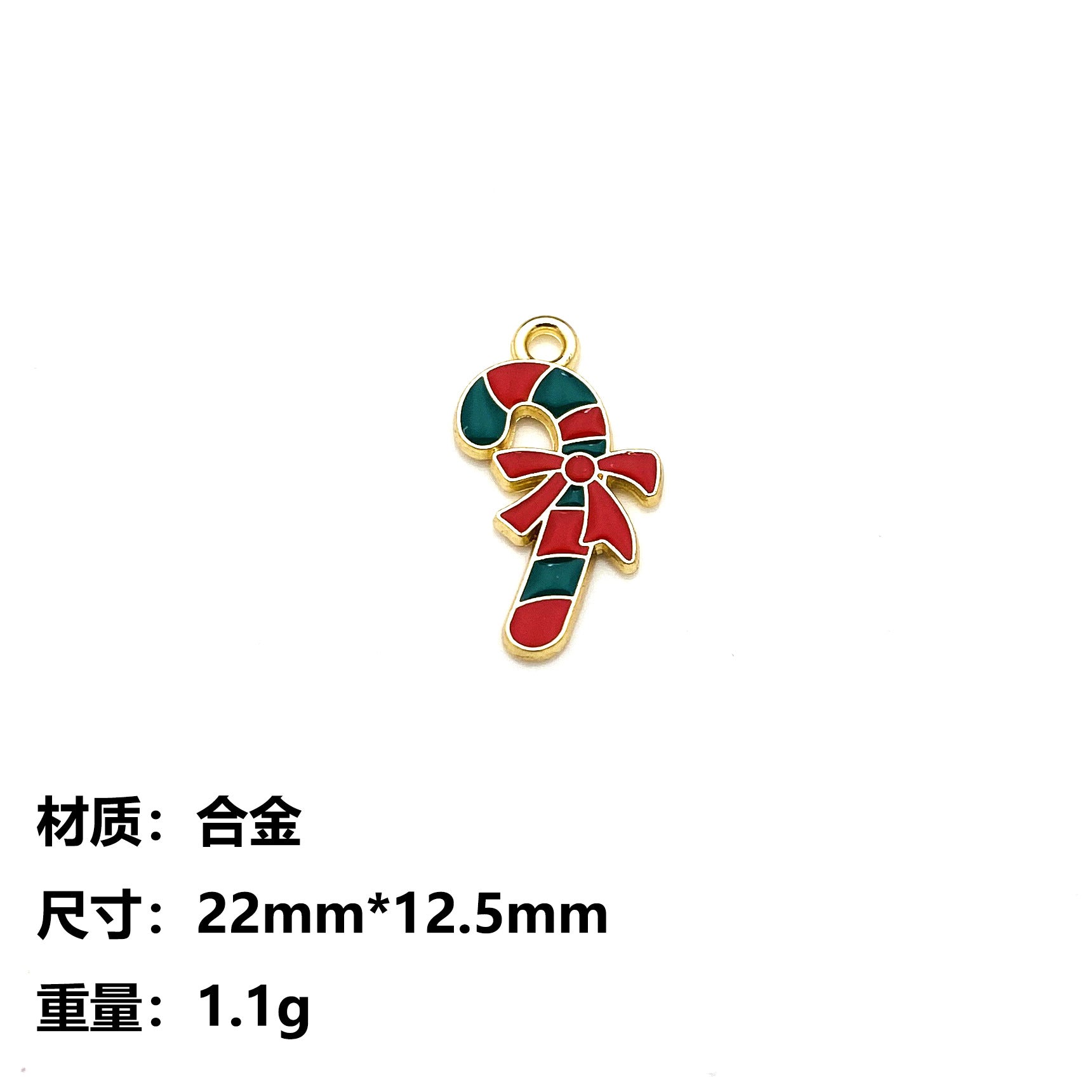 Wholesale 10pcs Christmas Candy Cane Lollipop Pendant Alloy Oil Drip Diy Pendant