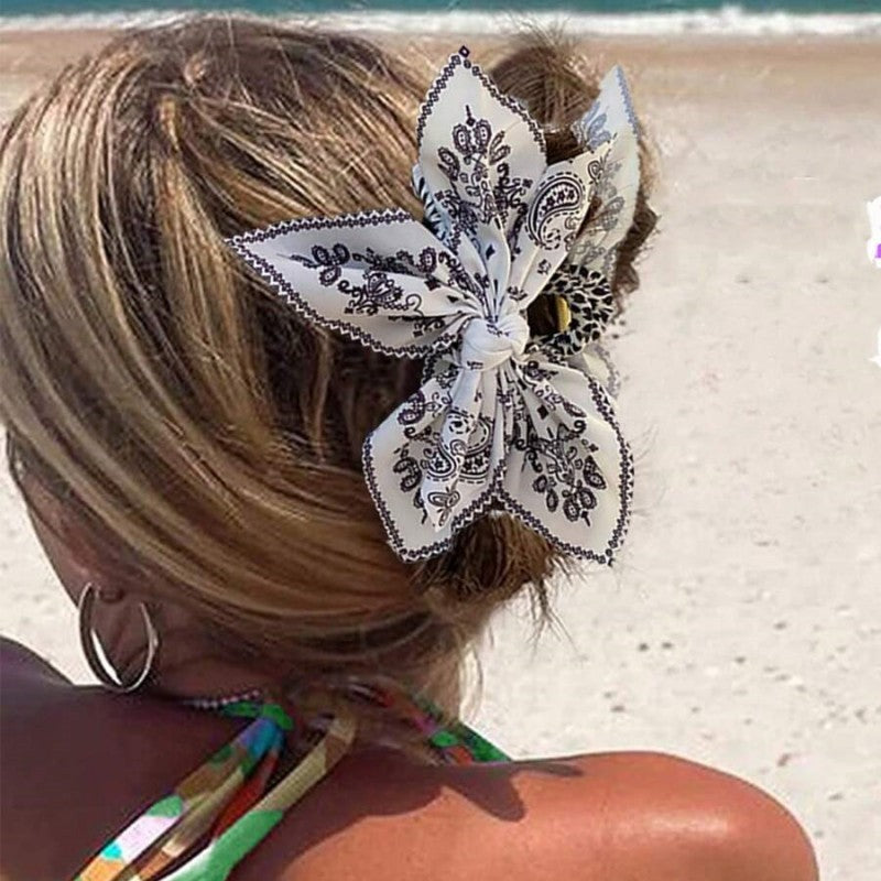 Wholesale Double-sided Cashew Flower Heart Bow Summer Holiday Fashion Hairpin