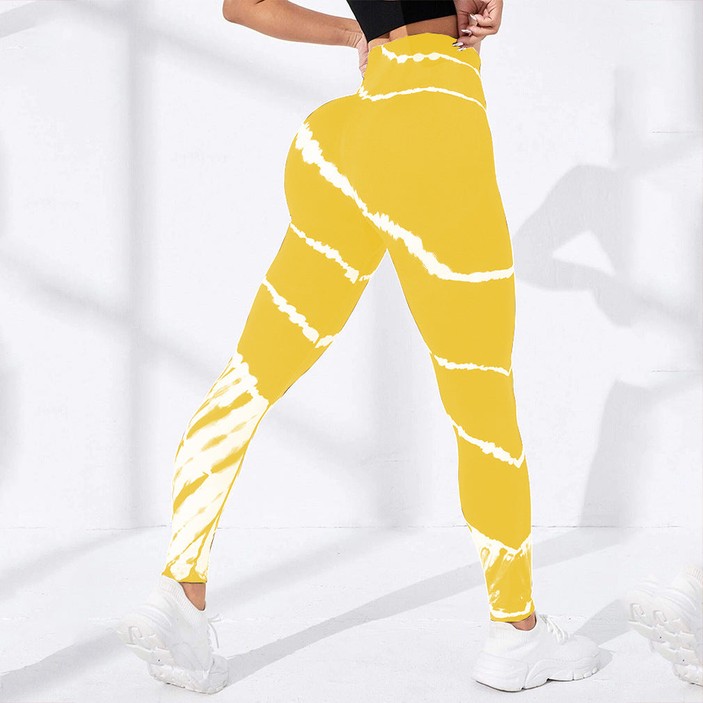 Wholesale Tie-dye Stripe Seamless Yoga Pants Hip-lifting Sports Running Fitness Pants Quick-drying Sports Pants
