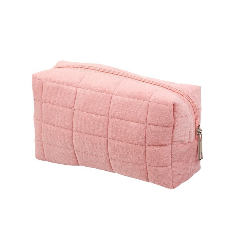 Wholesale Flannel Plaid Decompression Pillow Makeup Travel Convenient Storage Large Capacity High-end Toiletry Bag