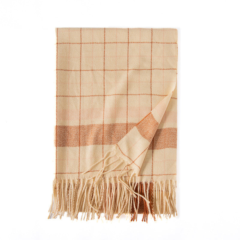 Wholesale 2023 Autumn/Winter Plaid Imitation Cashmere Tassel Scarves
