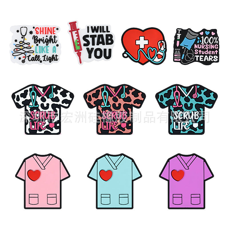 Wholesale 10pcs doctors and nurses series drop glue cartoon silicone beads