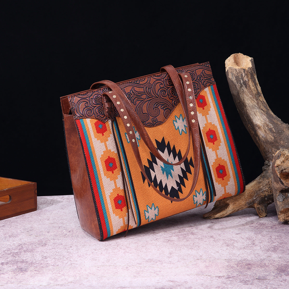 Wholesale Vintage Cotton Linen Aztec Western Style Bohemian Handbag Shoulder Bag